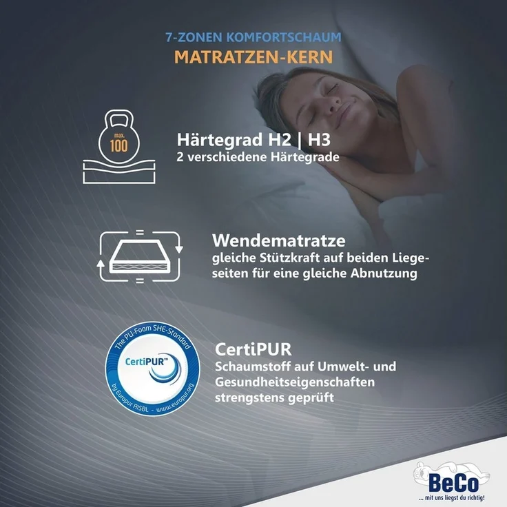 Komfortschaummatratze Matratze Selection MF, Matratze in 90x200 cm und weiteren Größen, Beco, Matratze in zwei Höhen 14 oder 22 cm ! – Bild 2