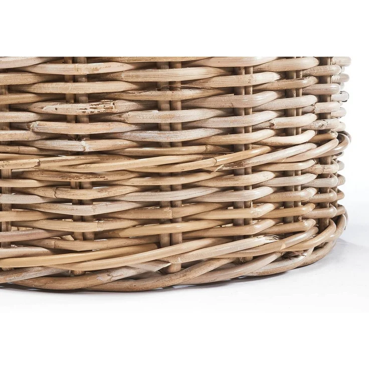 Kobolo Aufbewahrungskorb Rattankorb rund Kubu grau mit Lochgriff groß – Bild 2