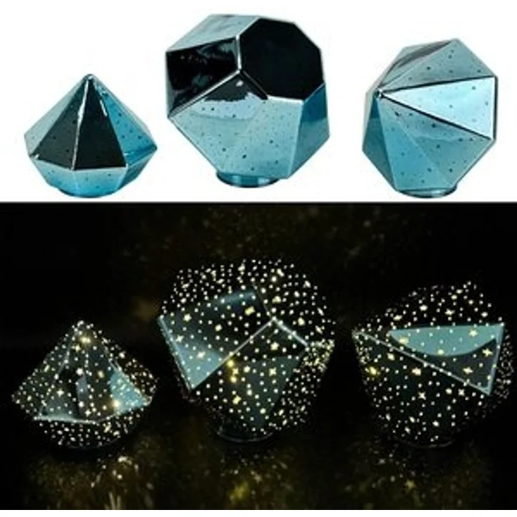 Online-Fuchs LED Dekoobjekt Stimmungslicht - 3 Diamanten aus Glas mit LED-Lichterkette & Timer, Dauerleuchten oder sichter Funkeleffekt, warmweiße LED-Beleuchtung, inklusive praktischer 6-Stunden Timerfunktion – Bild 5