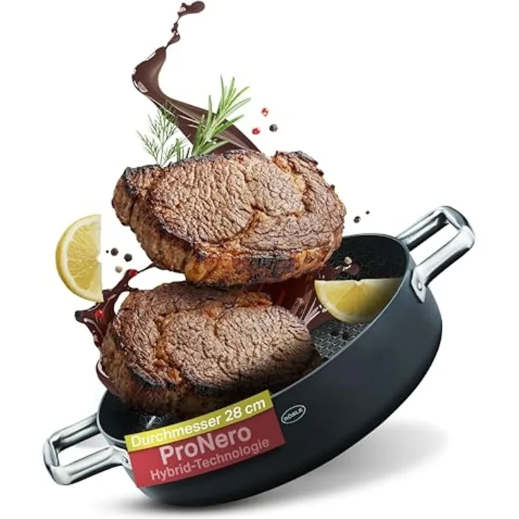 RÖSLE Servierpfanne EBONIC Ø 28 cm ProNero Keramik-Wabenbeschichtung