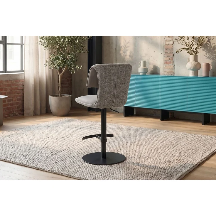 KAWOLA Barhocker LILIANA Barstuhl drehbar Stoff grau 91 x 61 x 46 cm – Bild 5