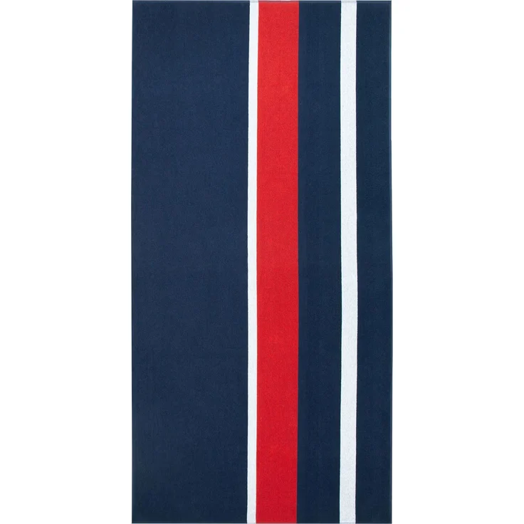 ZOLLNER Strandtuch XXL aus Baumwolle, 100x200 cm, blau-rot-weiß gestreift – Bild 1