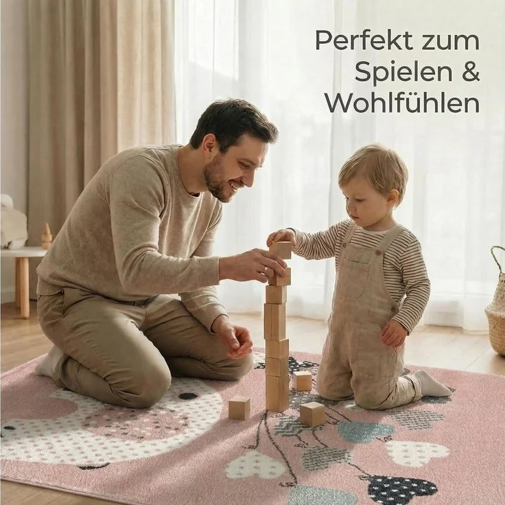 Jimri Kinderteppich Elefant mit Luftballons, Läufer, Kurzflor – Bild 3