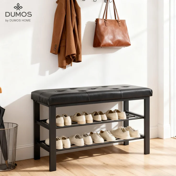 DUMOS Schuhbank Sitzbank Sitztruhe Eingangsbereich Nähte Mid-Century-Modern-Stil modern – Bild 2