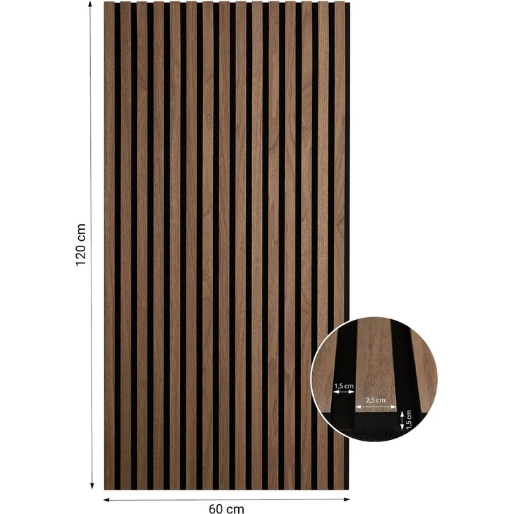 Akustikpaneel 60 x 120 cm 1 Stück Akustikpaneele Holz Braun Paneele Wandpaneele Deckenpaneele 3D Wandpaneel Wandverkleidung Dekorpaneel – Bild 3