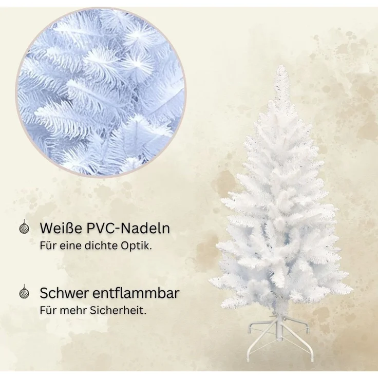 HXT 1015 Weiß 120 cm künstlicher Weihnachtsbaum inkl. Metallständer, schwer entflammbar – Bild 2