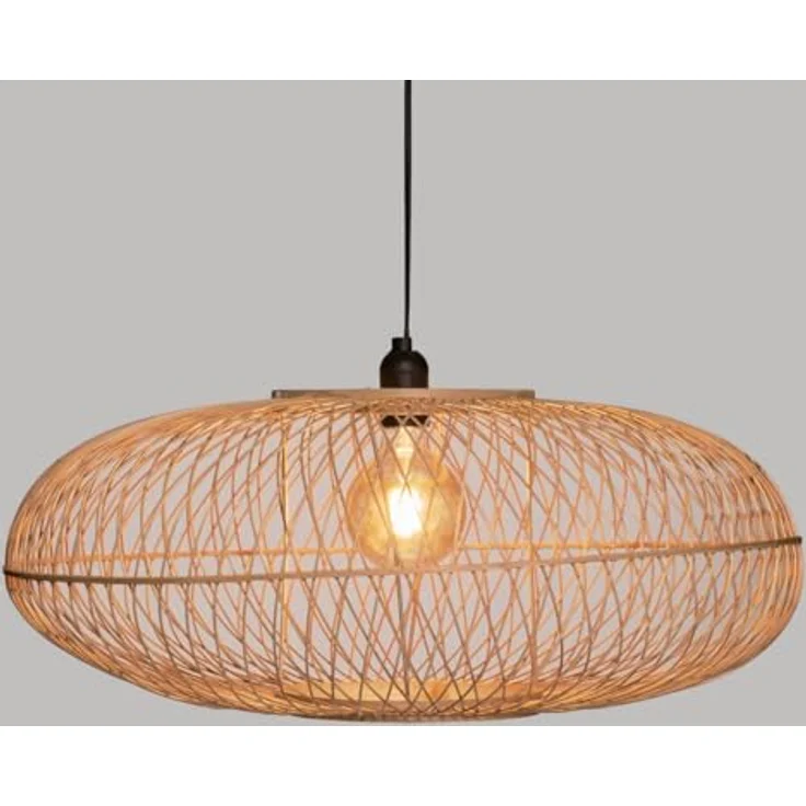 ATMOSPHERA Loren Bambus Pendelleuchte D60 cm, durchbrochener Lampenschirm aus naturbelassenem Bambus, höhenverstellbar, E27 Max 40W – Bild 3