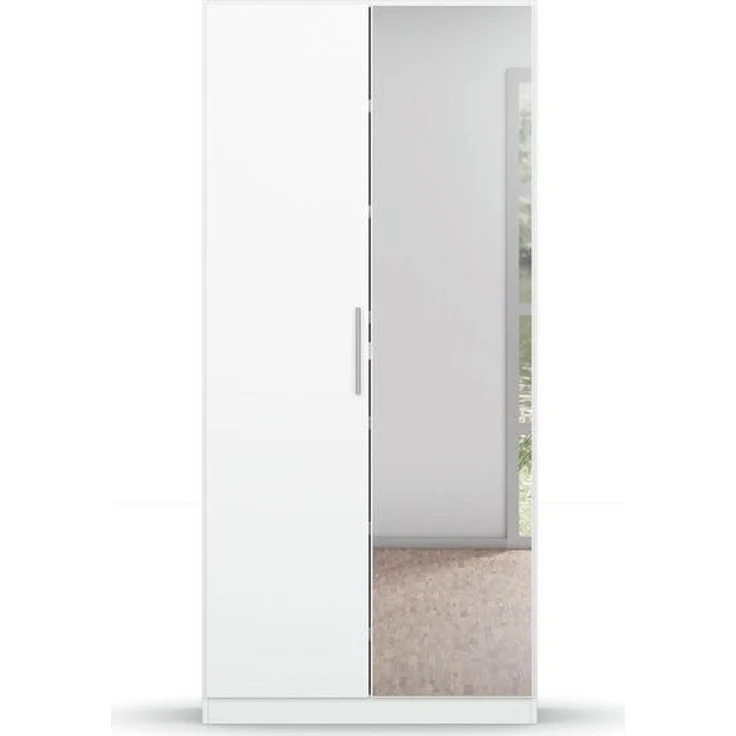 rauch Minosa, Schuhschrank, Garderobenschrank, 2-türig, mit Spiegel, mit 6 Einlegeböden, Farbe Weiß, BxHxT 91x197x41cm – Bild 2
