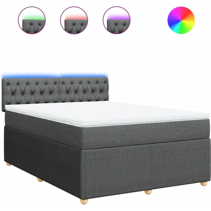 vidaXL Boxspringbett mit Matratze Dunkelgrau 140x200 cm Stoff 3289787 – Bild 2