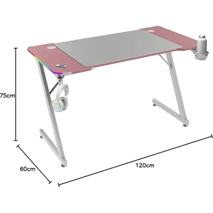 Mars Gaming MGD-X120RGB Mesa Ergonómica ARGB Mando Alfombrilla XXL Soportes Externos 120x60 cm Rosa – Bild 3