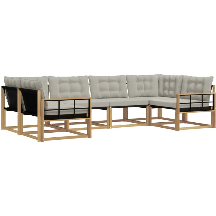 vidaXL Outdoor-Sofagarnitur 6 stk. 6-Sitzer Weiß und Hellgrau 3389025 – Bild 2