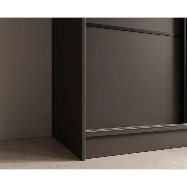 Schiebetürenschrank Schrank ALFA in Schwarz- Tür Applikation Schwarz 200x215x61 cm – Bild 2