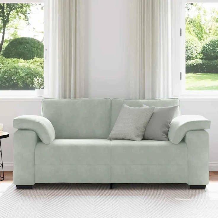 vidaXL Zweisitzer-Sofa Hellgrau 180x77x82 cm Samt 4105267 – Bild 2