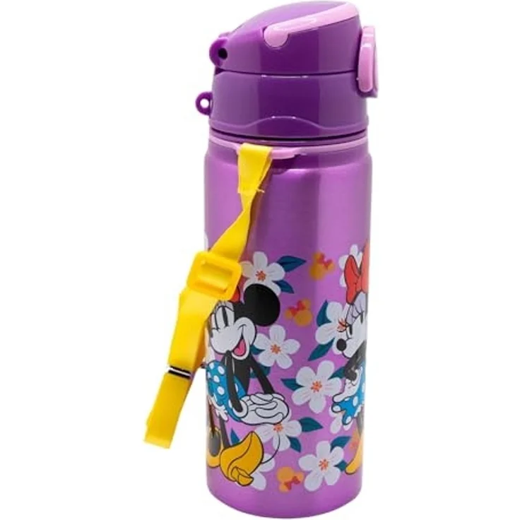 Disney Minnie Mouse Trinkflasche Aluminium Trinkflasche 730 ml mit Strohhalm & Tragegurt – Bild 3
