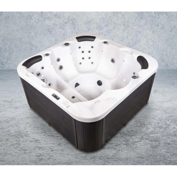 DEKO VERTRIEB BAYERN XXL Luxus SPA LED Whirlpool SET 200x200 für 6 Pers., Ozon, Thermoabdeckung, Plug & Play, Silber 2025