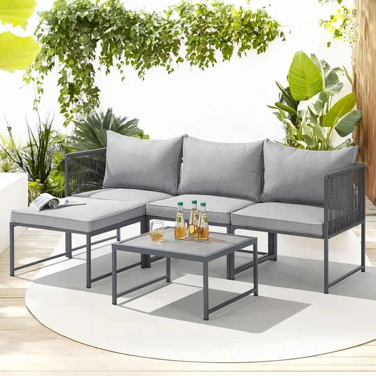 SVITA Gartenlounge-Set DETROIT, (Modul-Set), Gartenmöbel Flexibel Sofa Tisch Sessel Ottoman – Bild 2