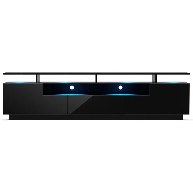 blumfeldt Lowboard Perth Lowboard Fernsehschrank 195 x 44 x 50 cm, Fernsehschrank weiß TV-Schrank 3 Schubladen 195 x 44 x 50 cm (BxHxT)