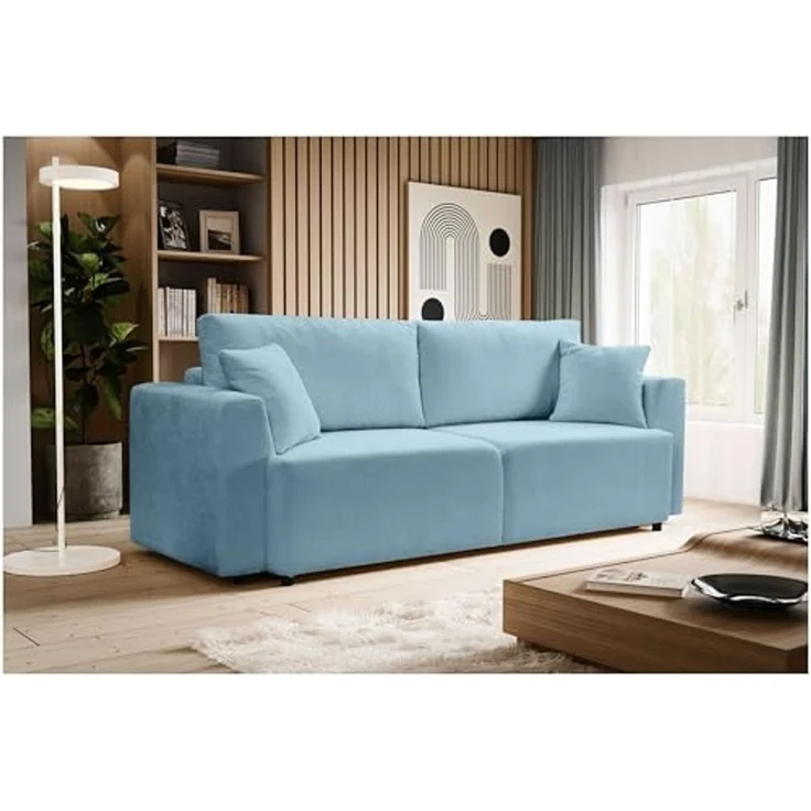 Schlafsofa mit Bettkasten (B/H/T: 250x95x99 cm) in Hellblau – Bild 2