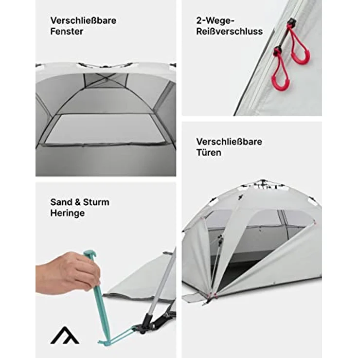 qeedo Quick Palm Strandmuschel mit UV-Schutz (UV80) & kleinem Packmaß - Leichtes, schnell aufzubauendes Strandzelt (Quick-Up System) bietet Sonnenschutz & Windschutz, blau – Bild 5