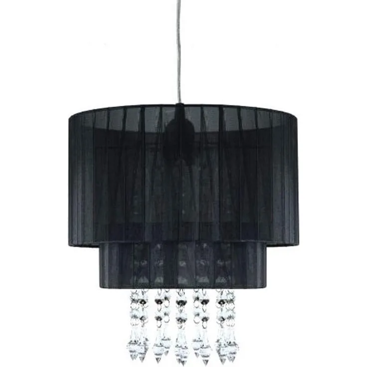 Hängeleuchte, Kronleuchter, Textil, Kristalle, H 140 cm