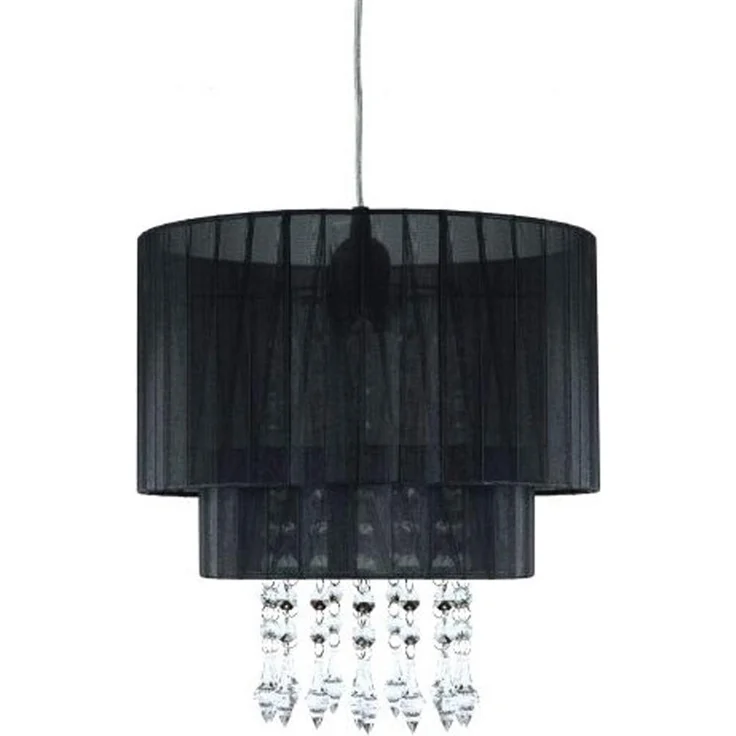 Hängeleuchte, Kronleuchter, Textil, Kristalle, H 140 cm – Bild 1