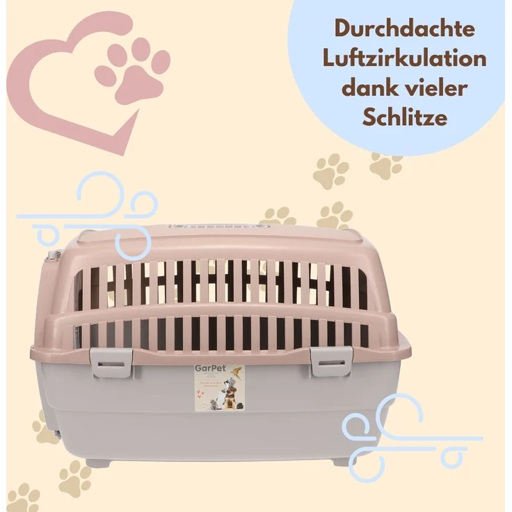 2er Set Transportbox Hundebox Katzentransportbox Kaninchen Transport Auto Box Korb Katzenbox extra viele Luftschlitze sicheres Schloss – Bild 4