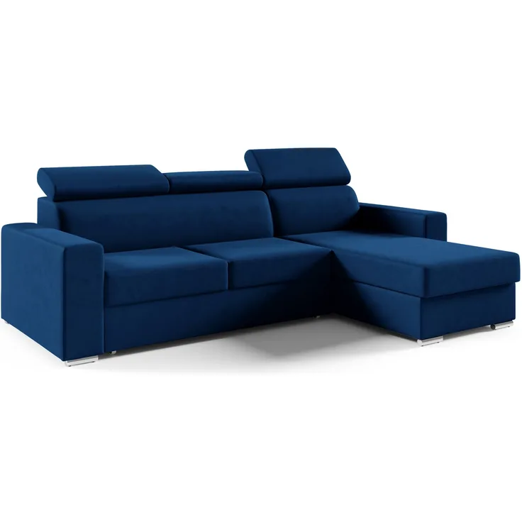 Ecksofa in L-Form NELA, L-förmige Eckcouch mit Schlaffunktion, ausziehbares Sofa, 1 Bettzeugbehälter, verstellbare Kopfstützen, (Kronos 09), 96x170 cm