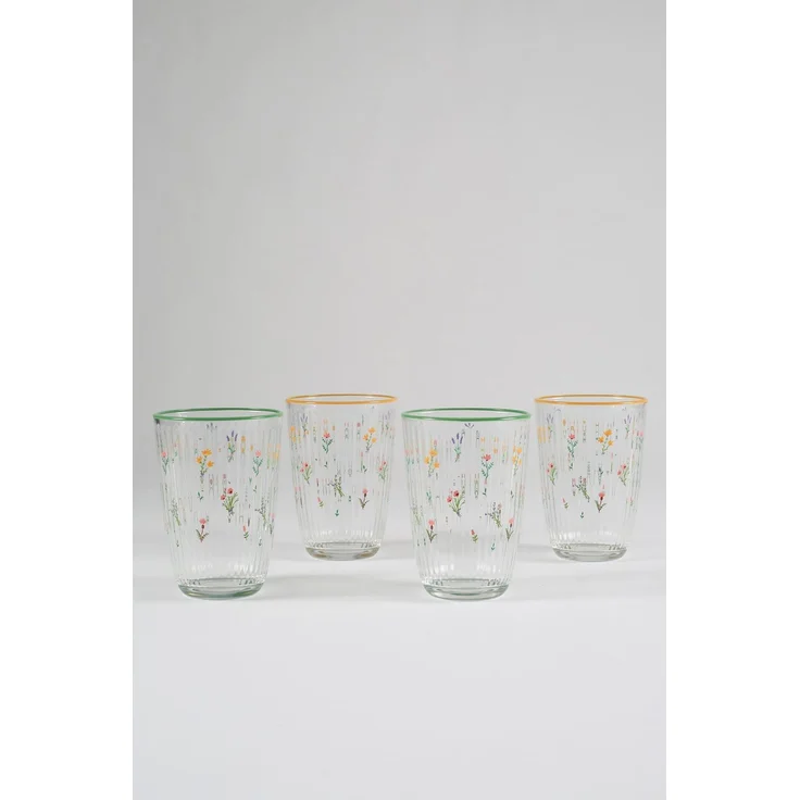 Hermia Concept 'Botanical 395' Gläser-Set (4-teilig), Gelb / Grün, 8,5 x 8,5 x 12 cm, 395 ml – Bild 5
