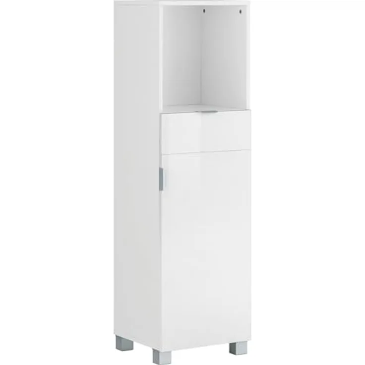 Atlas | Badezimmerschrank mit 1 Tür und 1 Schublade in MDF weiß