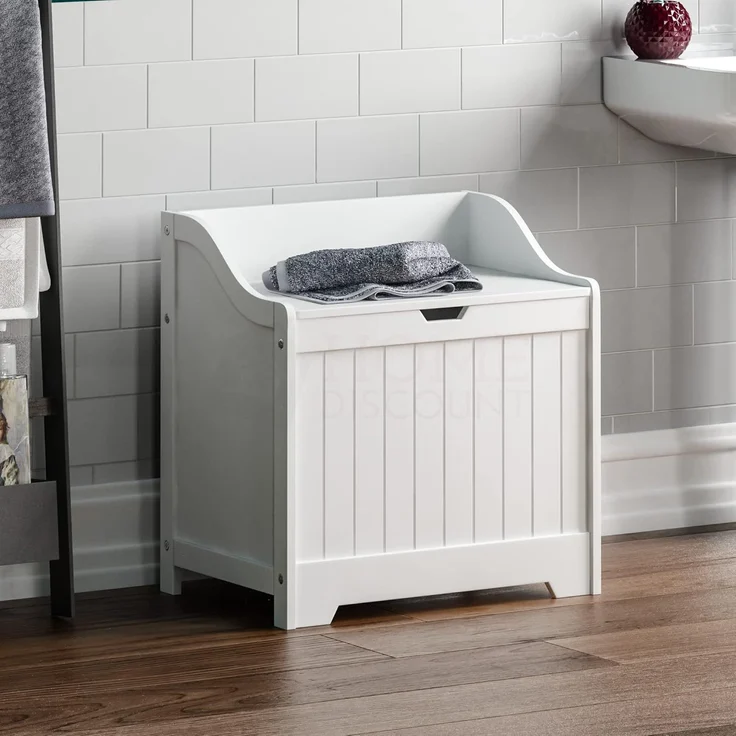 Home Discount priano Badezimmer Schrank Schrank Brust Mülleimer Holzkorb Einheit Wäschesack, Weiß – Bild 2