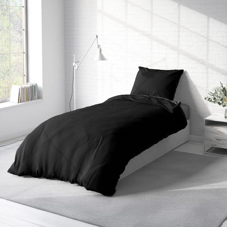 One Home Bettwäsche Doubleface, Satin, 2 teilig, Uni Wende, kühlend weich Sommer, Übergröße – Bild 3