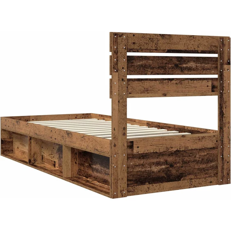 vidaXL Bettrahmen Altholz 75 x 190 cm Massives Kiefernholz 3411477 – Bild 8