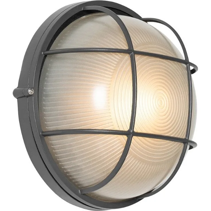 Qazqa Außen-Wandleuchte Hanneke, ohne Leuchtmittel, E27, Dunkelgrau, Industrie, Aluminium, 1-flammig