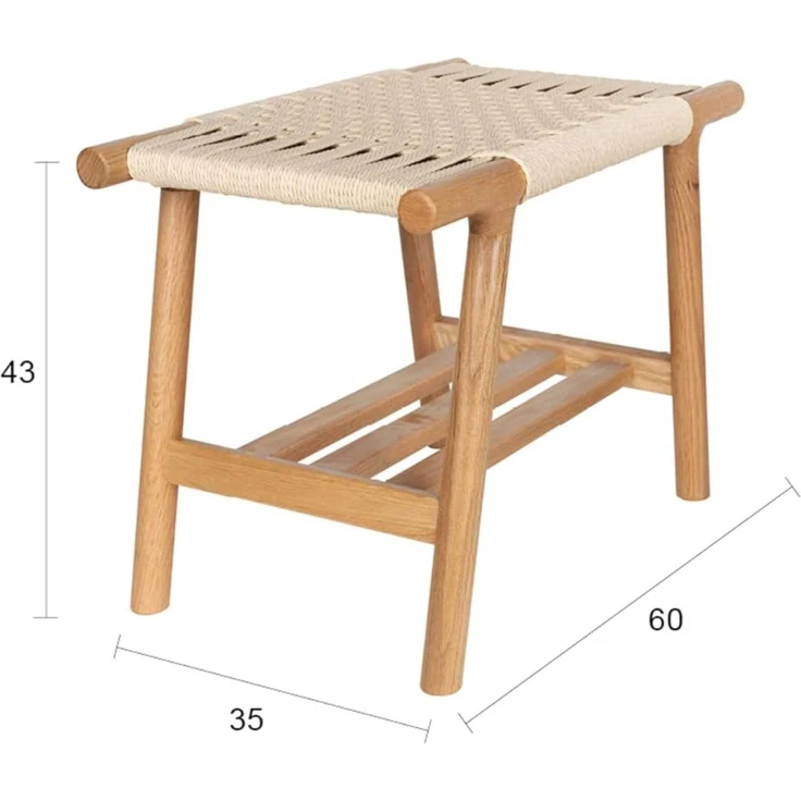 Sitzbank Hocker Kintaro aus Eiche | Japandi-Design mit Seilgeflecht – Bild 3