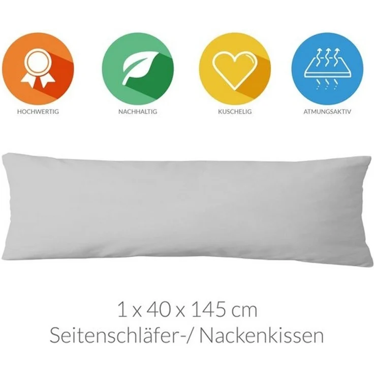 Lavea Kissenbezug Jasmin, (1 Stück), Kopfkissenbezug 40x145 cm - 100% atmungsaktive Baumwolle – Bild 4