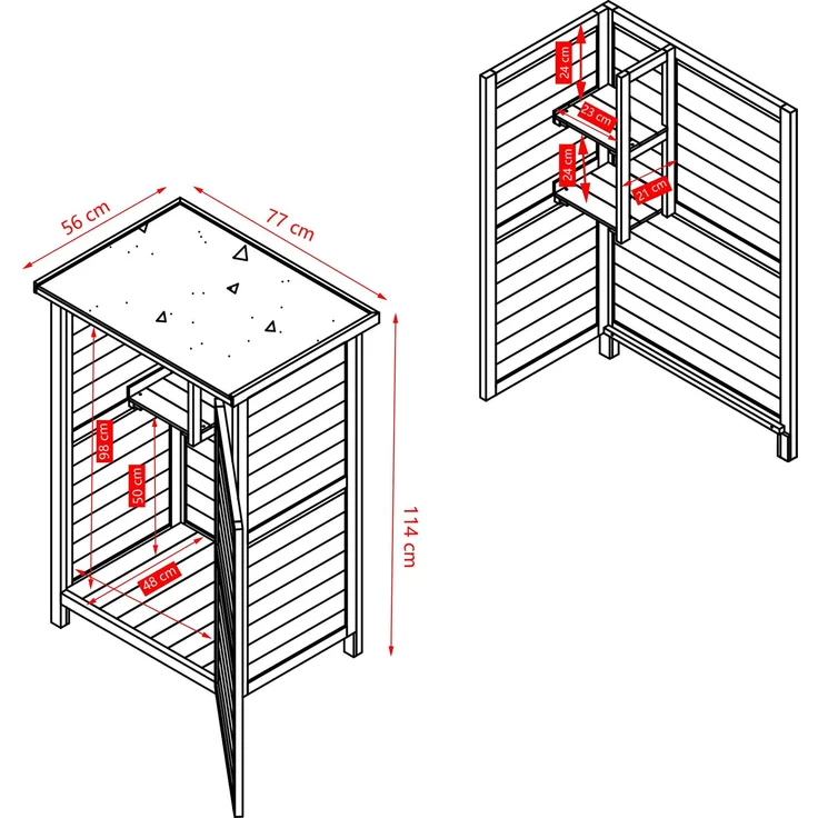 HABAU Gartenschrank Flachdach aus Holz mit Zinkdach, Grau, 76,5 x 56,5 x 114 cm – Bild 9