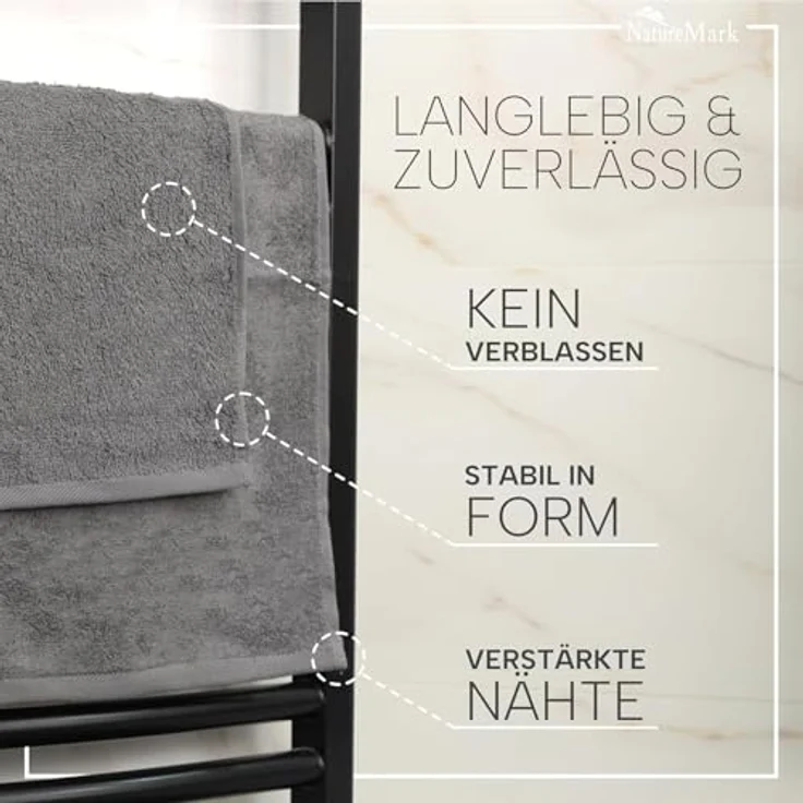 NatureMark 20x, 100% Baumwolle Gästetücher, anthrazit/grau, 20er Pack 30x50 cm, 20 – Bild 5