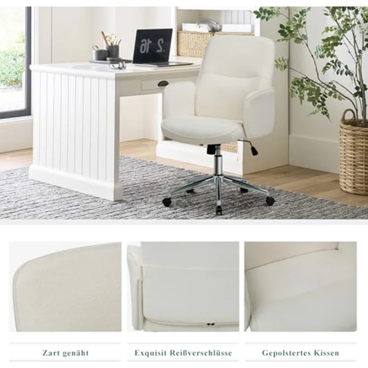 COLAMY High Back Shell-förmigen Bürostuhl, Moderne ergonomische Home Computer Schreibtischstuhl mit Einstellbarer Höhe, Swivel Rolling Lounge Task Chair für Erwachsene Arbeiten/entspannen, Beige – Bild 5