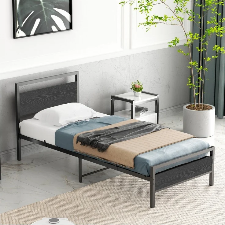 MODFU Metallbett Jugendbett (mit Lattenrost, Bettrahmen Gästebett Jugendbett, 90x200 cm), ohne Matratze – Bild 3