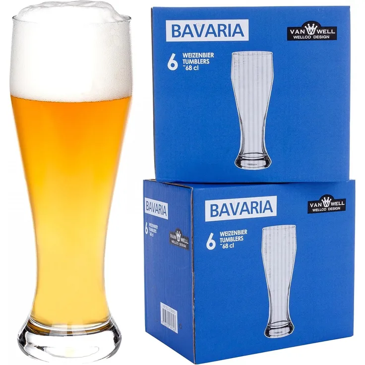 12er Set Bavaria Weizenbiergläser 0,5 Liter geeicht Weißbiergläser Weizengläser Biergläser Glas