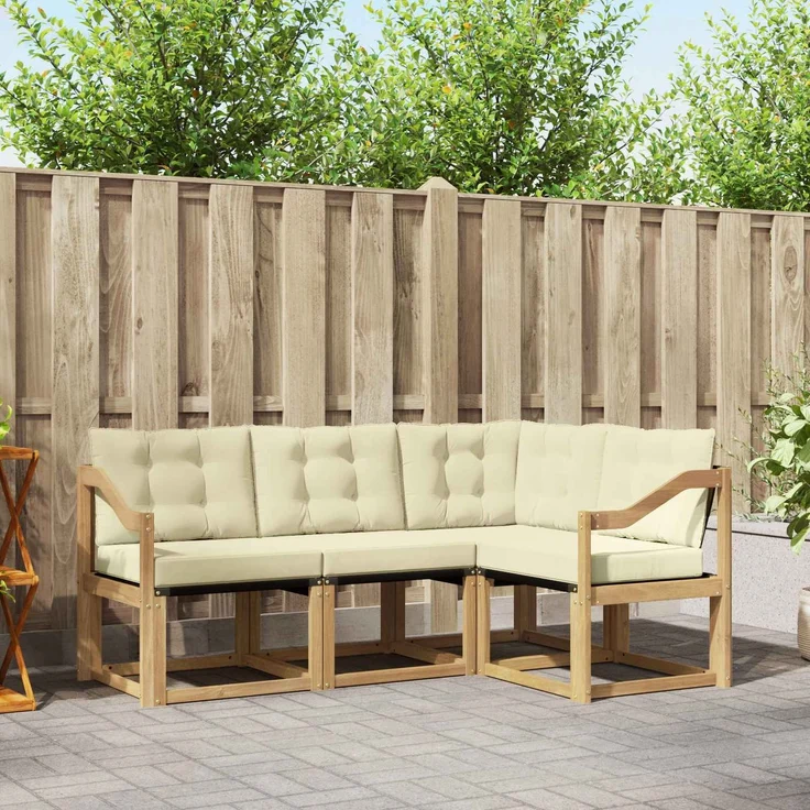 vidaXL Outdoor-Sofagarnitur 4 stk. 4-Sitzer Weiß und Creme 3389436 – Bild 1