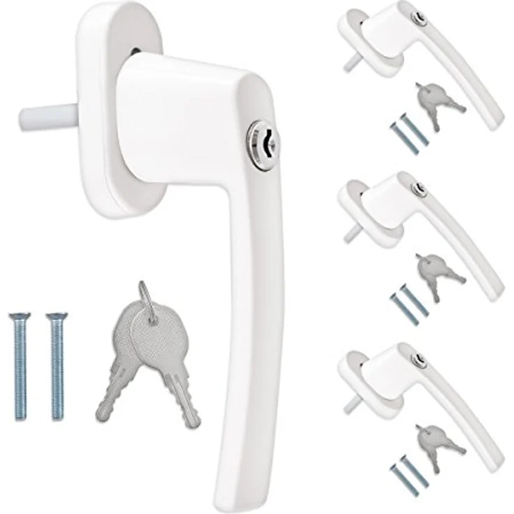 kwmobile Möbelgriff Fenstergriff Aluminium abschließbar 4x Stiftlänge 35mm weiß RAL 9016 (4-St) – Bild 2