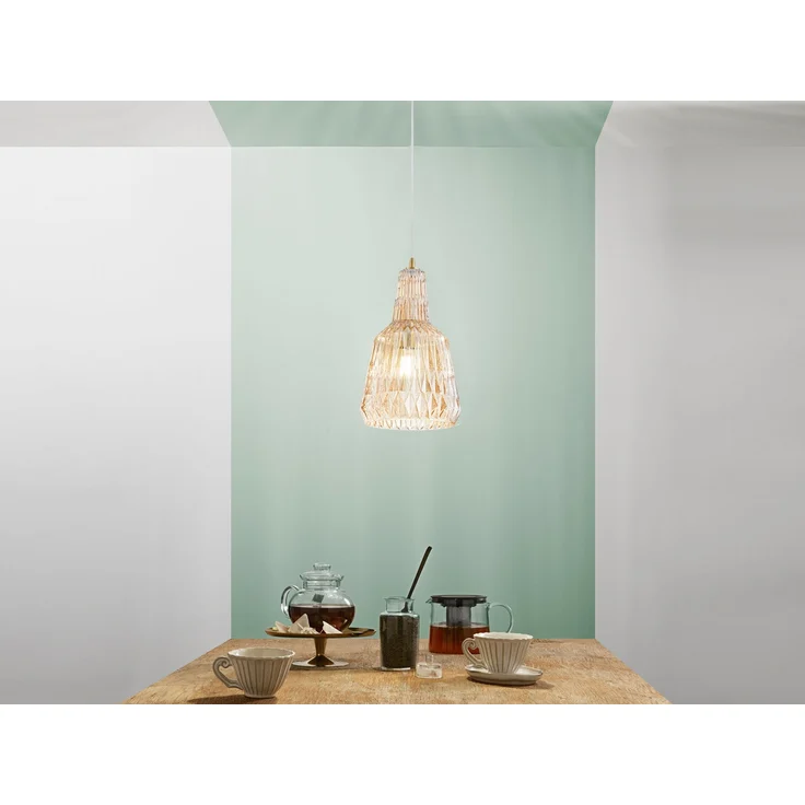 LED Hängelampe einflammig, Kristallglas Amber facettiert, Ø 23cm – Bild 3
