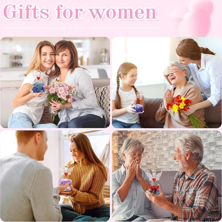 Ewige Rose Engel Mama Oma Forever Geschenk Glas Figur Blume Frauen Rose Garten – Bild 7
