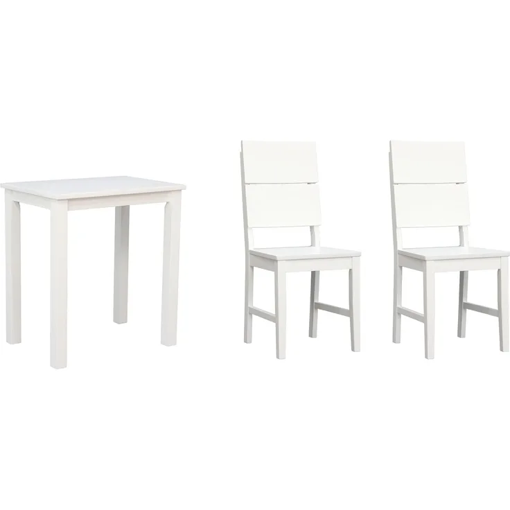 Woodroom Essgruppe Kota, (Hevea massiv lackiert, Tisch 50x70 cm, 2 Stühle), Stuhl, Holzstuhl, Massivholz, Stuhl-Set, Stühle, Esstisch, Tischgruppe