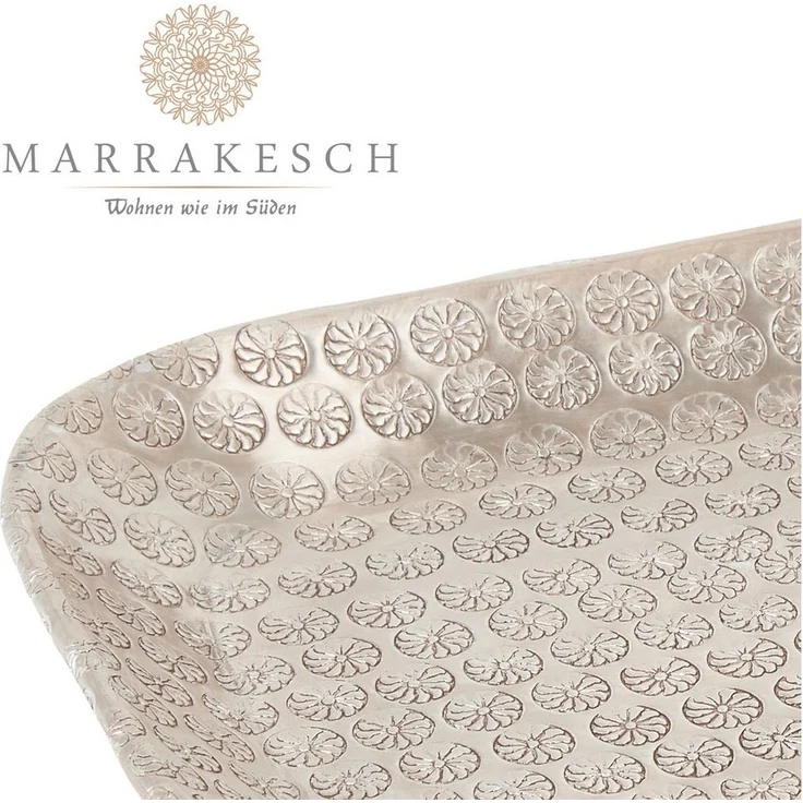 Marrakesch Orient & Mediterran Interior Dekotablett Tablett Kerzentablett Skandinavisch Janshir Silber 28cm Eckig, Handarbeit – Bild 3
