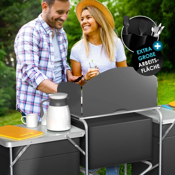 KESSER® Campingschrank, Campingküche mit Aluminiumgestell, inkl. Tragetasche , Kocherschrank für Camping , Campingmöbel , Outdoor Typ Big (Anthrazit) – Bild 9