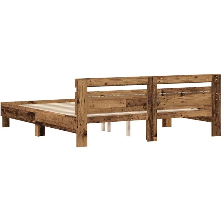 vidaXL Bettrahmen mit Kopfteil Altholz 200 x 200 cm Holzwerkstoff 3333933 – Bild 8