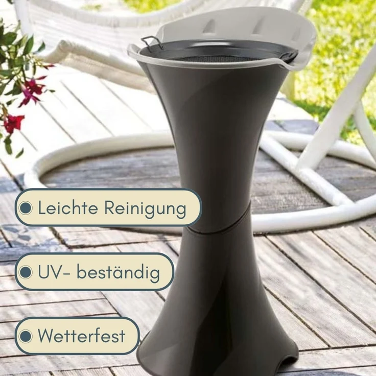 Standaschenbecher für Draußen Aschenbecher Outdoor Wetterfest Stand Aschenbecher für Draussen Standascher Säulenascher für Terrassen Balkone Stehaschenbecher Silber – Bild 5