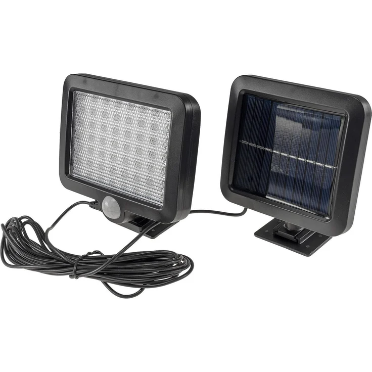LED Solar Wandleuchte m. Bewegungsmelder 300lm, 6000K, Akku, externe Solarzelle – Bild 2